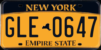 NY license plate GLE0647