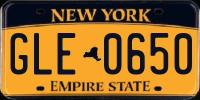 NY license plate GLE0650