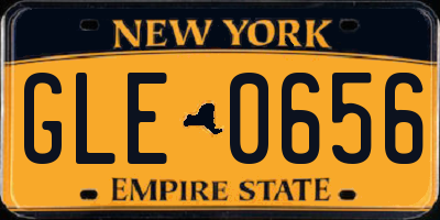 NY license plate GLE0656
