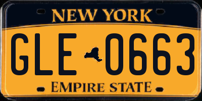 NY license plate GLE0663