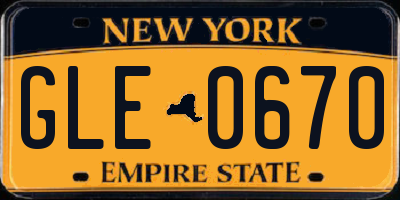 NY license plate GLE0670