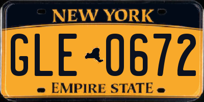 NY license plate GLE0672