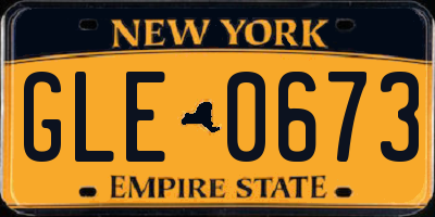 NY license plate GLE0673