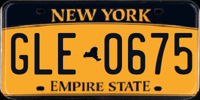 NY license plate GLE0675