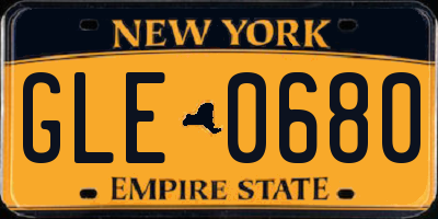 NY license plate GLE0680