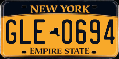 NY license plate GLE0694