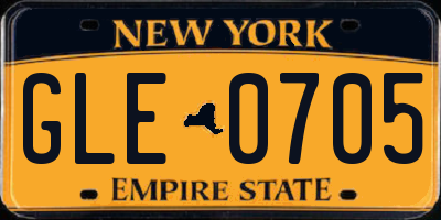 NY license plate GLE0705