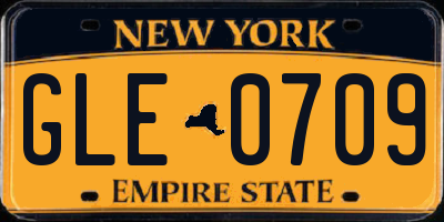 NY license plate GLE0709
