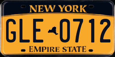 NY license plate GLE0712