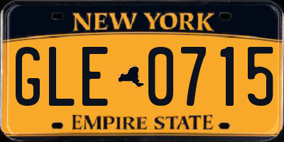NY license plate GLE0715