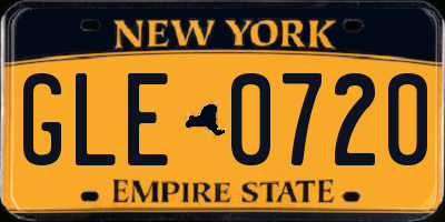 NY license plate GLE0720