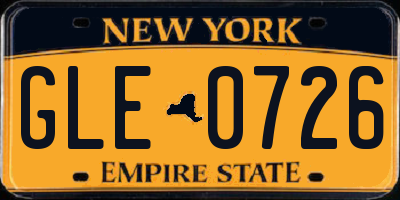 NY license plate GLE0726