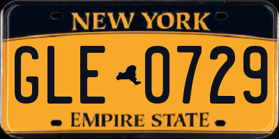 NY license plate GLE0729