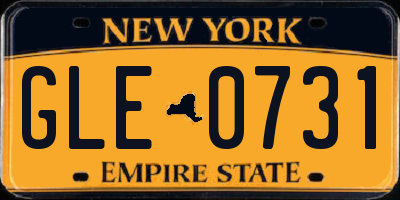 NY license plate GLE0731