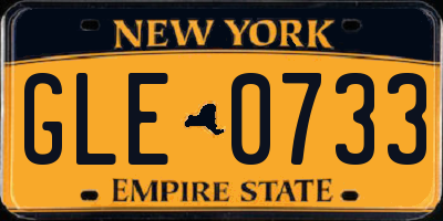NY license plate GLE0733