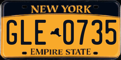 NY license plate GLE0735
