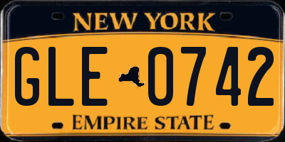 NY license plate GLE0742