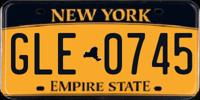 NY license plate GLE0745