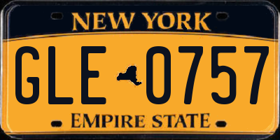 NY license plate GLE0757