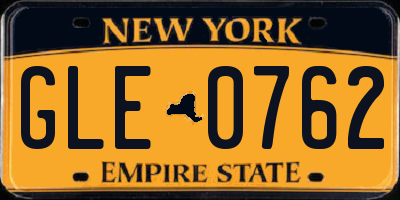 NY license plate GLE0762