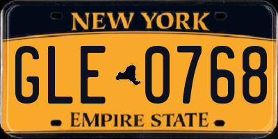 NY license plate GLE0768