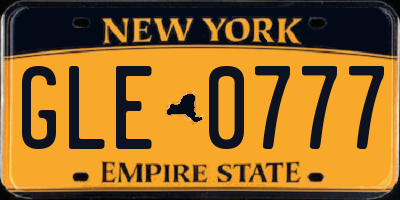 NY license plate GLE0777