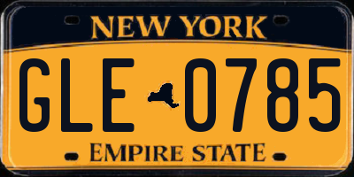 NY license plate GLE0785