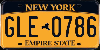 NY license plate GLE0786