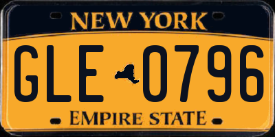 NY license plate GLE0796