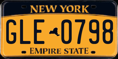 NY license plate GLE0798