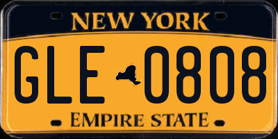 NY license plate GLE0808