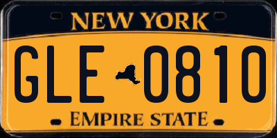 NY license plate GLE0810