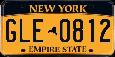 NY license plate GLE0812