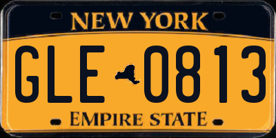 NY license plate GLE0813