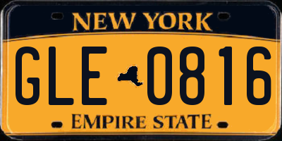 NY license plate GLE0816