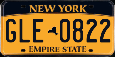NY license plate GLE0822