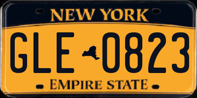 NY license plate GLE0823