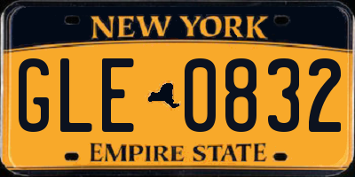 NY license plate GLE0832