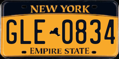 NY license plate GLE0834