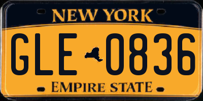 NY license plate GLE0836
