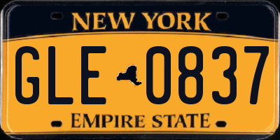 NY license plate GLE0837