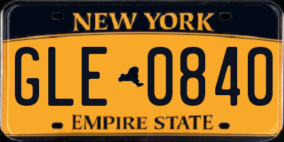 NY license plate GLE0840