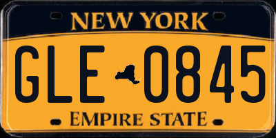 NY license plate GLE0845