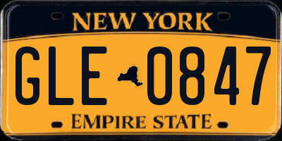 NY license plate GLE0847