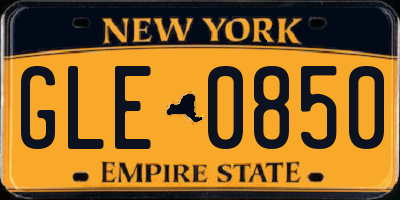 NY license plate GLE0850