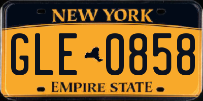 NY license plate GLE0858