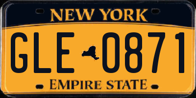 NY license plate GLE0871