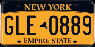 NY license plate GLE0889