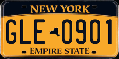 NY license plate GLE0901