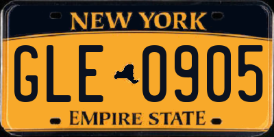 NY license plate GLE0905